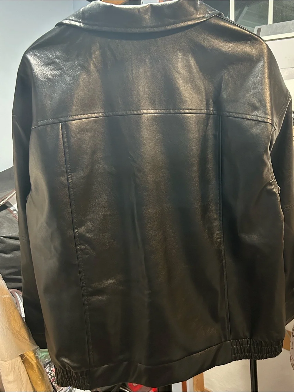 Automet | Large | Men’s Black Leather Bomber Jacket